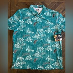 reyn spooner Teal Floral Marlins Polo